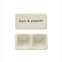 Load image into Gallery viewer, 4"L x 2"W x 2"H Stoneware Pinch Pot w/ Lid, White/Black