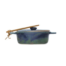 Load image into Gallery viewer, S/2 7" Rnd x 3-1/4"H Stoneware Brie Baker w/ Spreader, Blue