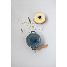 Load image into Gallery viewer, S/2 7" Rnd x 3-1/4"H Stoneware Brie Baker w/ Spreader, Blue