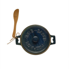 Load image into Gallery viewer, S/2 7" Rnd x 3-1/4"H Stoneware Brie Baker w/ Spreader, Blue