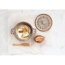 Load image into Gallery viewer, S/2 9-1/4"L Stoneware Brie Baker w Bamboo Canape Knife