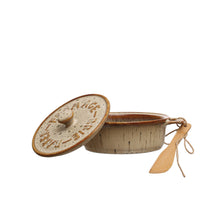 Load image into Gallery viewer, S/2 9-1/4"L Stoneware Brie Baker w Bamboo Canape Knife