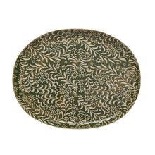 Load image into Gallery viewer, 16-1/4"L x 12-3/4"W Stoneware Platter w Botanicals, Green