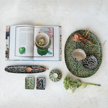 Load image into Gallery viewer, 16-1/4"L x 12-3/4"W Stoneware Platter w Botanicals, Green