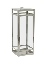 Load image into Gallery viewer, Stainless Steel Silver Pillar Candle Lantern - 32"