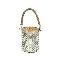 Load image into Gallery viewer, Silver Glass Rope Votive Candle Holder