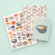 Load image into Gallery viewer, But First Coffee Stitched Notebook Set
