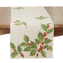 Load image into Gallery viewer, Holly Leaves Runner - Natural - 16"x70"
