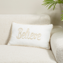 Load image into Gallery viewer, Believe Pillow - Down Filled - Ivory - 12"x20"
