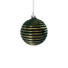 Load image into Gallery viewer, Gold &amp; Green Textured Ball Ornament
