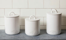 Load image into Gallery viewer, White Cottage Ceramic Canister LG
