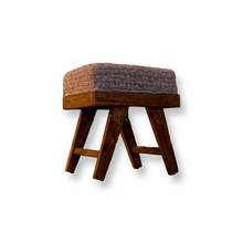 Load image into Gallery viewer, Woven Jute Cushion and Wood Stool
