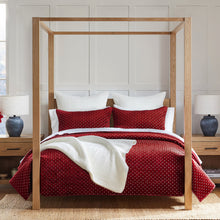 Load image into Gallery viewer, Cross Stitch Velvet Red with White Full/Queen Quilt Set
