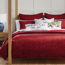 Load image into Gallery viewer, Cross Stitch Velvet Red with White Full/Queen Quilt Set
