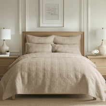 Load image into Gallery viewer, Cloud Waffle Taupe Full/Queen Quilt Set
