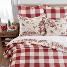 Load image into Gallery viewer, Winter Sleigh Ride Red Full/Queen Quilt Set
