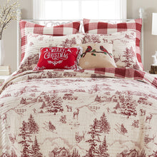 Load image into Gallery viewer, Winter Sleigh Ride Red Full/Queen Quilt Set
