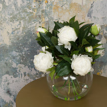 Load image into Gallery viewer, Faux Peonies in Globe - White
