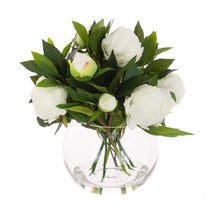Load image into Gallery viewer, Faux Peonies in Globe - White

