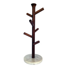 Load image into Gallery viewer, 6" R x 16-3/4"H Mango Wood &amp; Marble Mug Rack,Natural &amp;White

