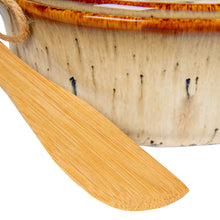 Load image into Gallery viewer, S/2 9-1/4"L Stoneware Brie Baker w Bamboo Canape Knife
