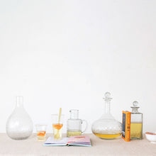 Load image into Gallery viewer, 7" Round x 11-3/4"H Hand-Blown Etched Recycled Glass Pitcher

