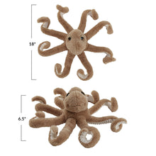 Load image into Gallery viewer, 18" Round x 8"H Polyester Octopus, Brown &amp; Cream Color
