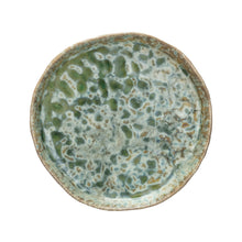 Load image into Gallery viewer, 6" Round Stoneware Plate, Reactive Glaze, Green
