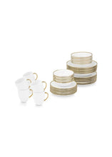 Load image into Gallery viewer, Dinnerware Raw White &amp; Gold Set of 36
