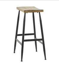 Load image into Gallery viewer, Black Metal Counter Stool With Wooden Top
