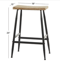 Load image into Gallery viewer, Black Metal Counter Stool With Wooden Top
