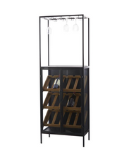 Load image into Gallery viewer, Black Wood and Metal 15 Bottle Wine Rack
