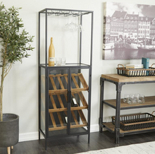 Load image into Gallery viewer, Black Wood and Metal 15 Bottle Wine Rack
