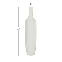 Load image into Gallery viewer, Ceramic White Striped Textured Vase 23"H
