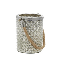 Load image into Gallery viewer, Silver Glass Rope Votive Candle Holder
