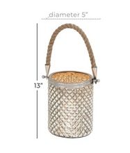Load image into Gallery viewer, Silver Glass Rope Votive Candle Holder
