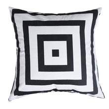 Load image into Gallery viewer, Down Feather Pillow / Cushion Black and White Square Printed Cotton Canvas

