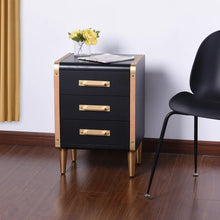 Load image into Gallery viewer, Black and Brushed Gold Three Drawer Storage
