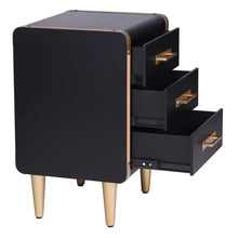 Load image into Gallery viewer, Black and Brushed Gold Three Drawer Storage
