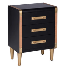 Load image into Gallery viewer, Black and Brushed Gold Three Drawer Storage
